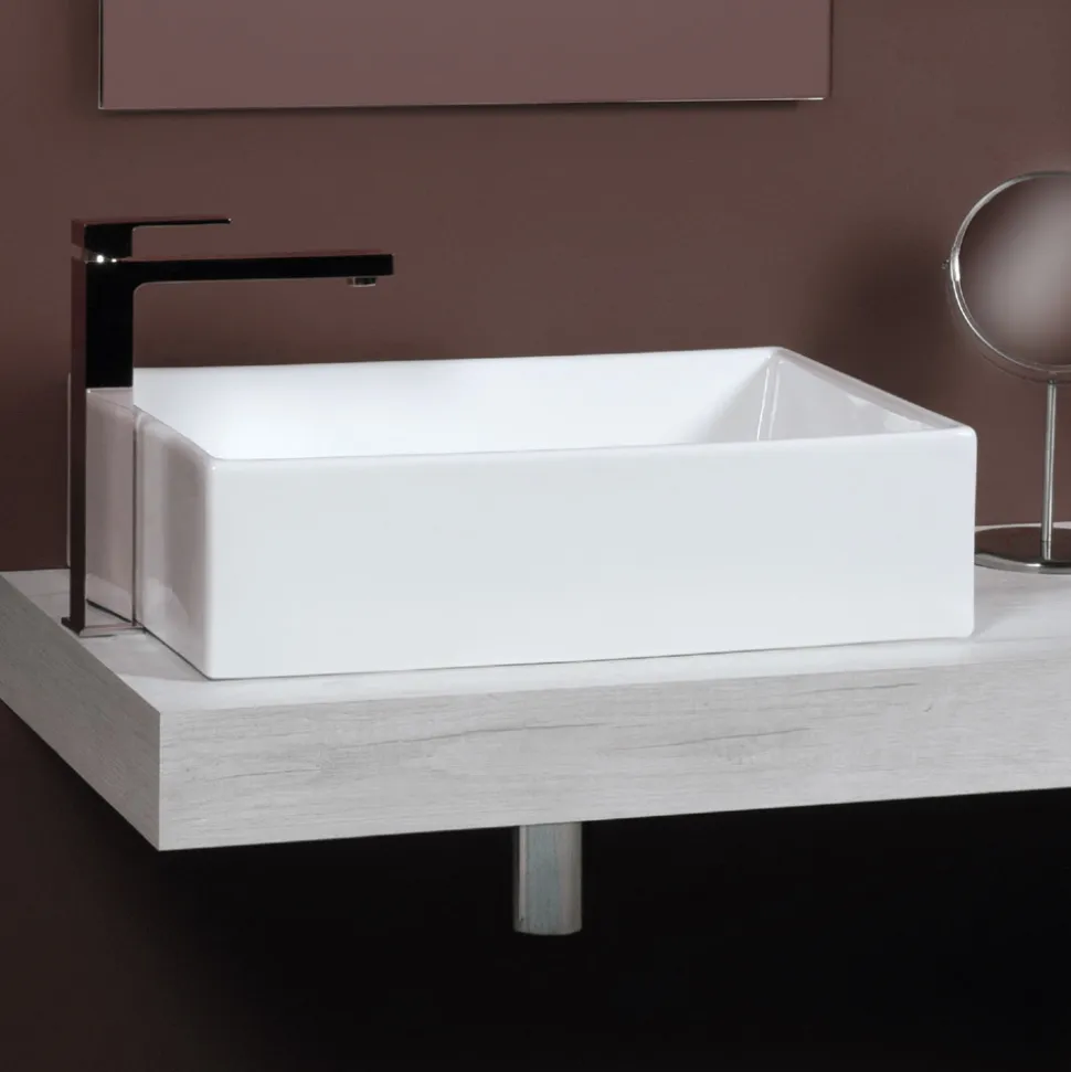 Lavabo da Appoggio Rettangolare in Ceramica dal Design Moderno - Papavero