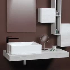 Lavabo da Appoggio Rettangolare in Ceramica dal Design Moderno - Papavero