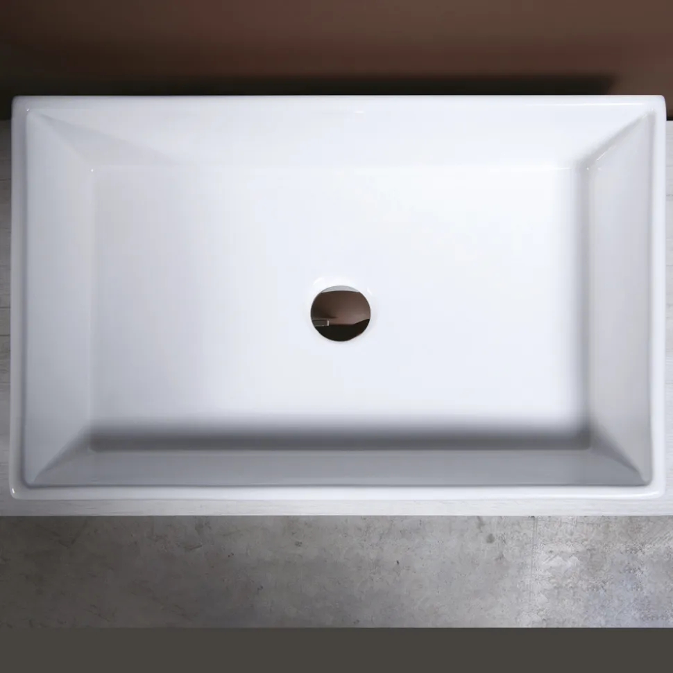Lavabo da Appoggio Rettangolare in Ceramica dal Design Moderno - Papavero