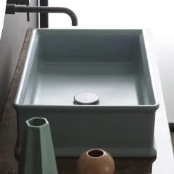 Lavabo da Appoggio Rettangolare in Ceramica Finitura Opaca L 62 cm - Debora