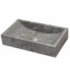 Lavabo da Appoggio rettangolare in Marmo naturale Grigio Satun, design naturale