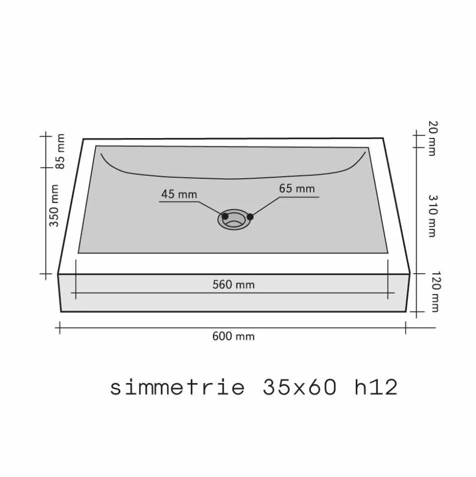 Lavabo da Appoggio rettangolare in Marmo naturale Grigio Satun, design naturale