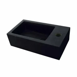 Lavabo da Appoggio rettangolare in Basalto Nero per bagno Beli