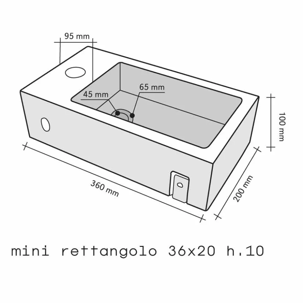 Lavabo da Appoggio rettangolare in Basalto Nero per bagno Beli
