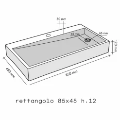 Lavabo da Appoggio rettangolare in Basalto Nero Chao, design naturale