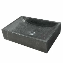Lavabo da Appoggio rettangolare in Pietra Naturale Nera Giacarta, design e stile