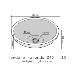Lavabo da Appoggio rotondo in Pietra Naturale Nera Pai