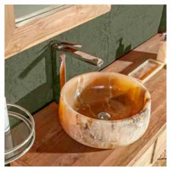 Lavabo da Appoggio Rotondo in Onice Puro Design Unico - Ramiro