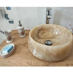 Lavabo da Appoggio Rotondo in Onice Puro Design Unico - Ramiro