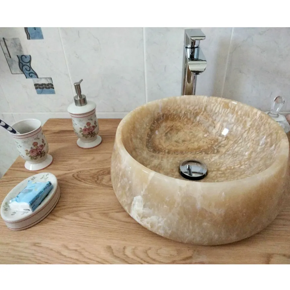 Lavabo da Appoggio Rotondo in Onice Puro Design Unico - Ramiro