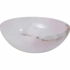 Lavabo da appoggio rotondo in onice rosa Atreo, pezzo unico