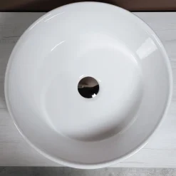 Lavabo da Appoggio Rotondo in Ceramica Bianca e Design Moderno- Papavero