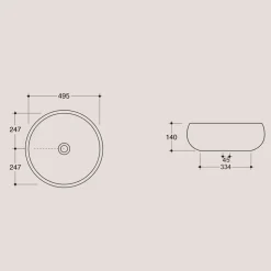 Lavabo da Appoggio Rotondo in Ceramica Finitura Lucida L 49,5 cm - Candito