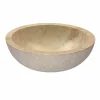 Lavabo da Appoggio rotondo in Pietra Naturale Beige esterno Grezzo Pai
