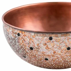 Lavabo da appoggio rotondo in rame fatto a mano, Murello