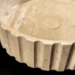 Lavabo da Appoggio Rotondo Realizzato in Marmo Travertino - Cattleya
