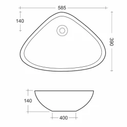 Lavabo da Appoggio Sagomato in Ceramica Bianca Made in Italy – Amburgo