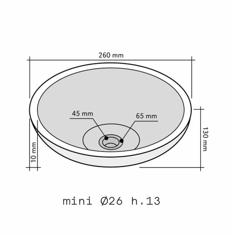 Lavabo da appoggio tondo in Basalto Nero modello Kali