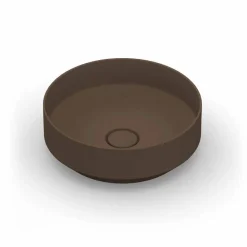 Lavabo da appoggio tondo in ceramica moderno fatto in Italia, Yoel