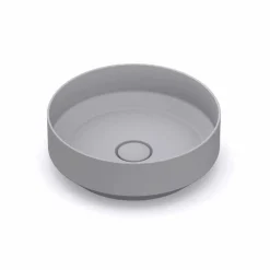 Lavabo da appoggio tondo in ceramica moderno fatto in Italia, Yoel