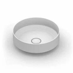 Lavabo da appoggio tondo in ceramica moderno fatto in Italia, Yoel