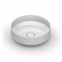 Lavabo da appoggio tondo in ceramica moderno fatto in Italia, Yoel
