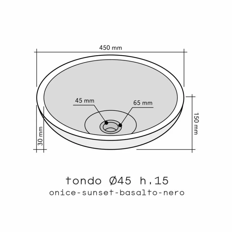 Lavabo da Appoggio Tondo in Pietra Naturale per bagno Kari