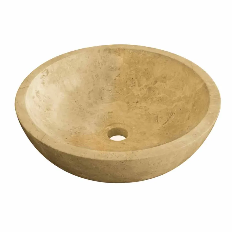 Lavabo da Appoggio Tondo in Pietra Naturale color miele Nusa