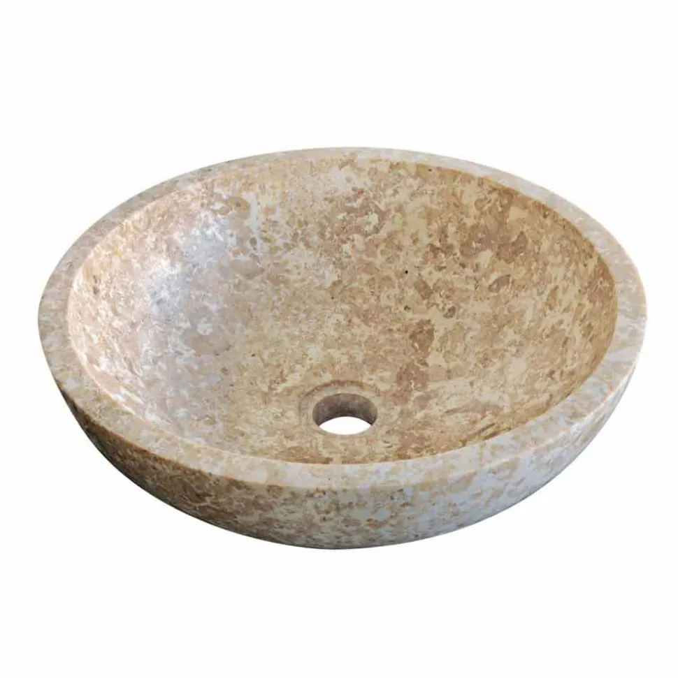 Lavabo da Appoggio Tondo in Pietra Naturale Kari, natura a servizio del design