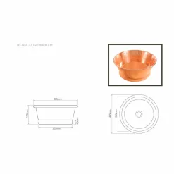 Lavabo da appoggio tondo in rame, fatto a mano, stile vintage Ania