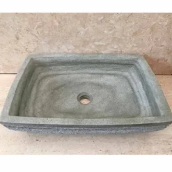 Lavabo da appoggio verde di design per bagno Hilda, in pietra naturale