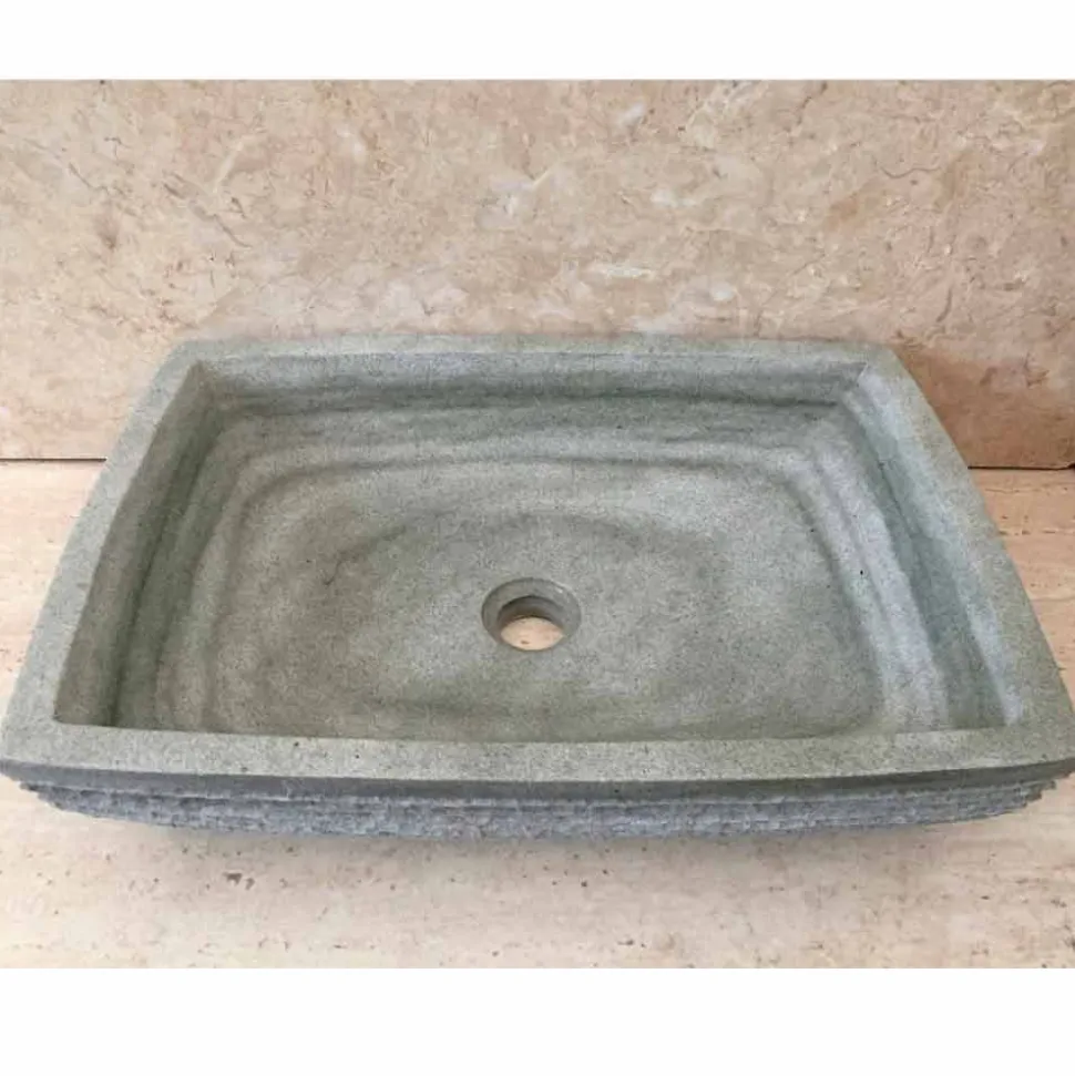 Lavabo da appoggio verde di design per bagno Hilda, in pietra naturale