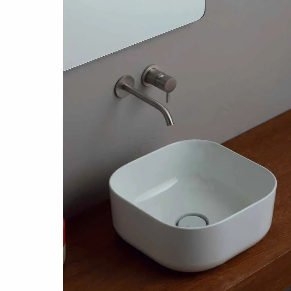 Lavabo da appoggio 37x37cm in ceramica made Italy Star, design moderno
