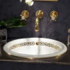 Lavabo da bagno a incasso in fire clay e oro made in Italy, Otis