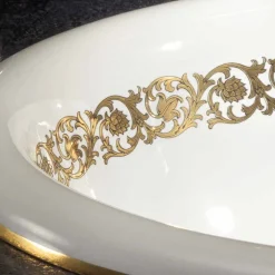 Lavabo da bagno a incasso in fire clay e oro made in Italy, Otis