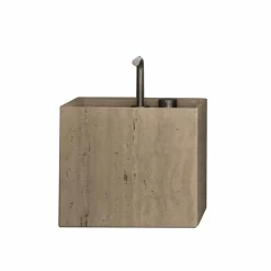 Lavabo da Bagno di Pietra da Appoggio Design Alto Quadrato Moderno - Farartlav2