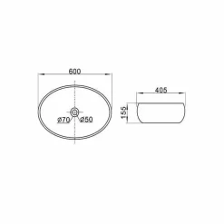 Lavabo da Bagno Ovale da Appoggio in Ceramica Bianca Made in Italy – Bergen