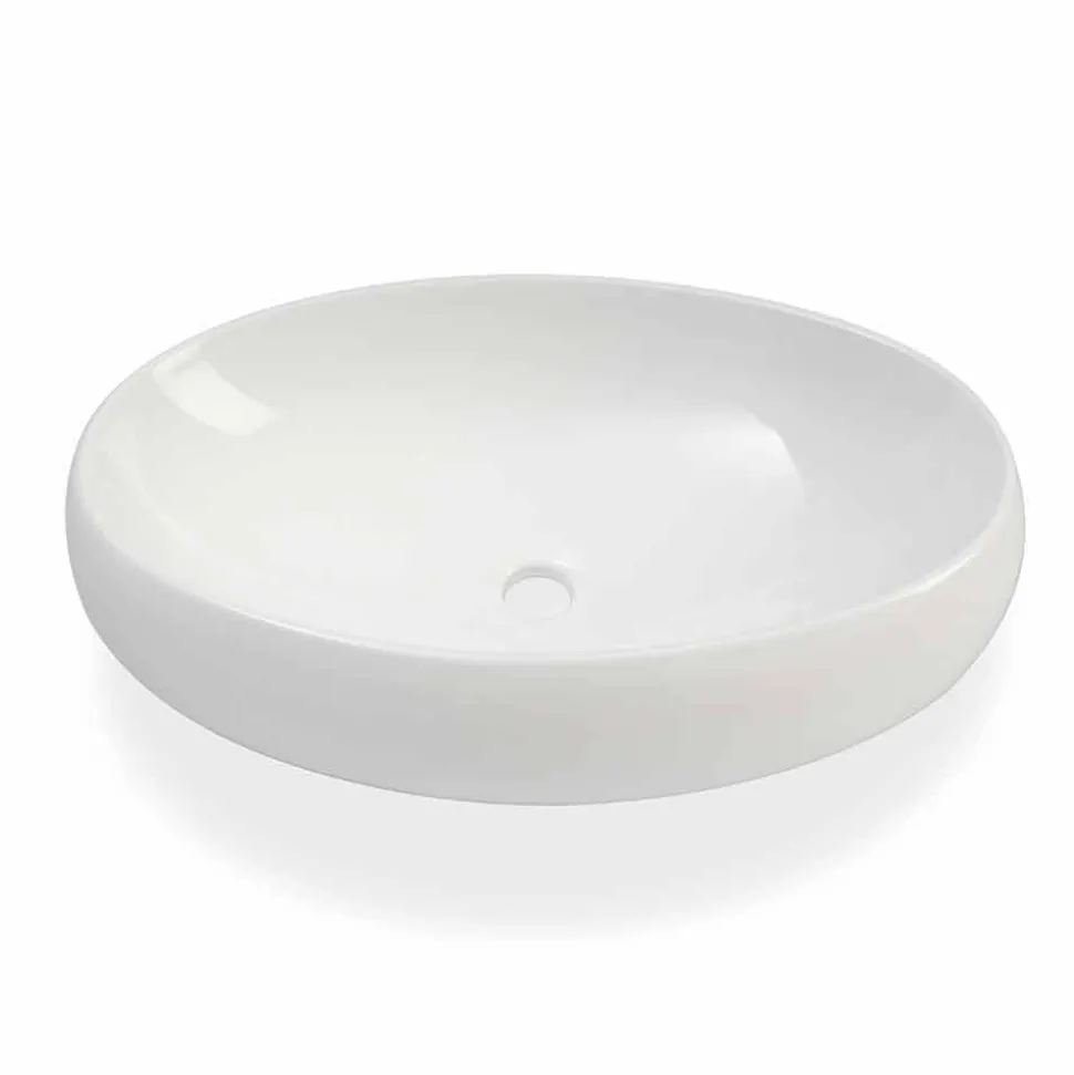 Lavabo da Bagno Ovale da Appoggio in Ceramica Bianca Made in Italy – Bergen