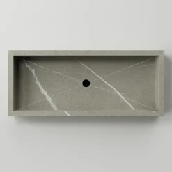 Lavabo da Bagno Rettangolare in Gres Porcellanato Made in Italy - Ludmilla