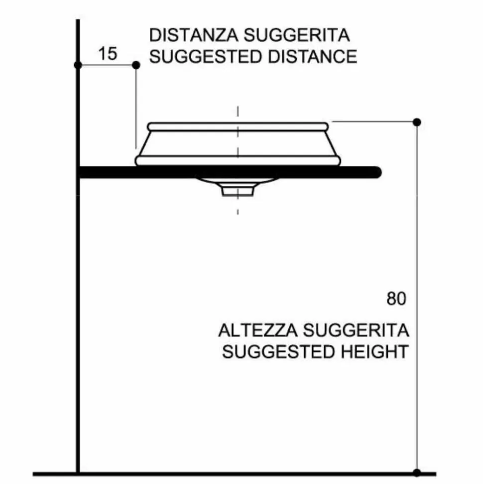 Lavabo da bagno semincasso di design in fire clay made in Italy,Manilo