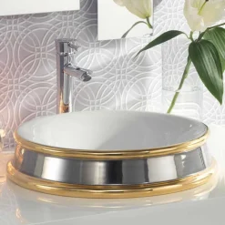 Lavabo da bagno semincasso di design in fire clay made in Italy,Manilo