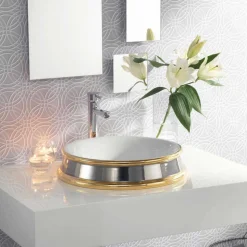 Lavabo da bagno semincasso di design in fire clay made in Italy,Manilo