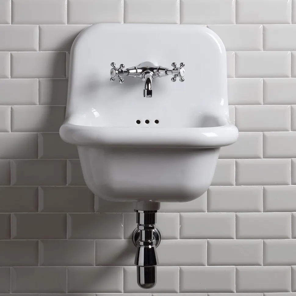 Lavabo da Bagno Sospeso in Ceramica Bianca e Colorata 42 cm - Meridiano