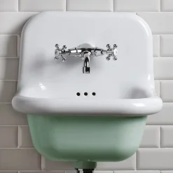 Lavabo da Bagno Sospeso in Ceramica Bianca e Colorata 42 cm - Meridiano