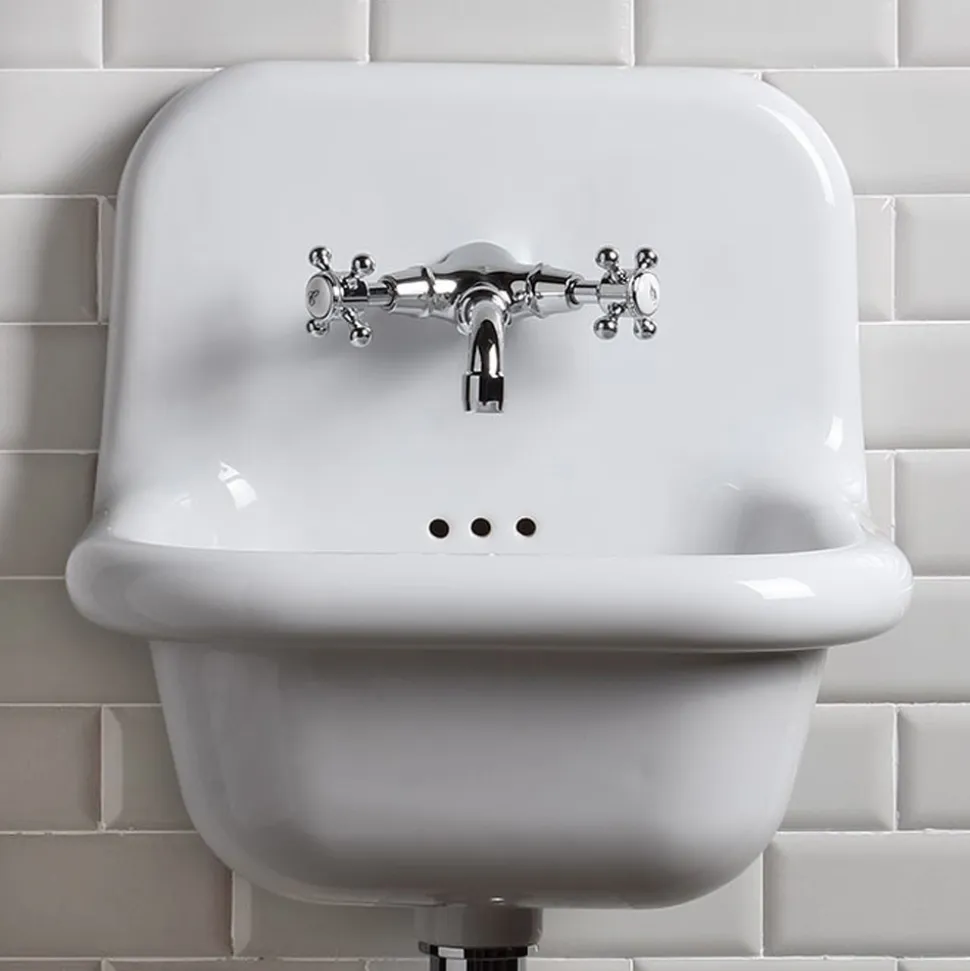 Lavabo da Bagno Sospeso in Ceramica Bianca e Colorata 42 cm - Meridiano