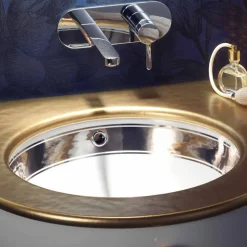 Lavabo da incasso barocco in fire clay fatto a mano in Italia, Egeo