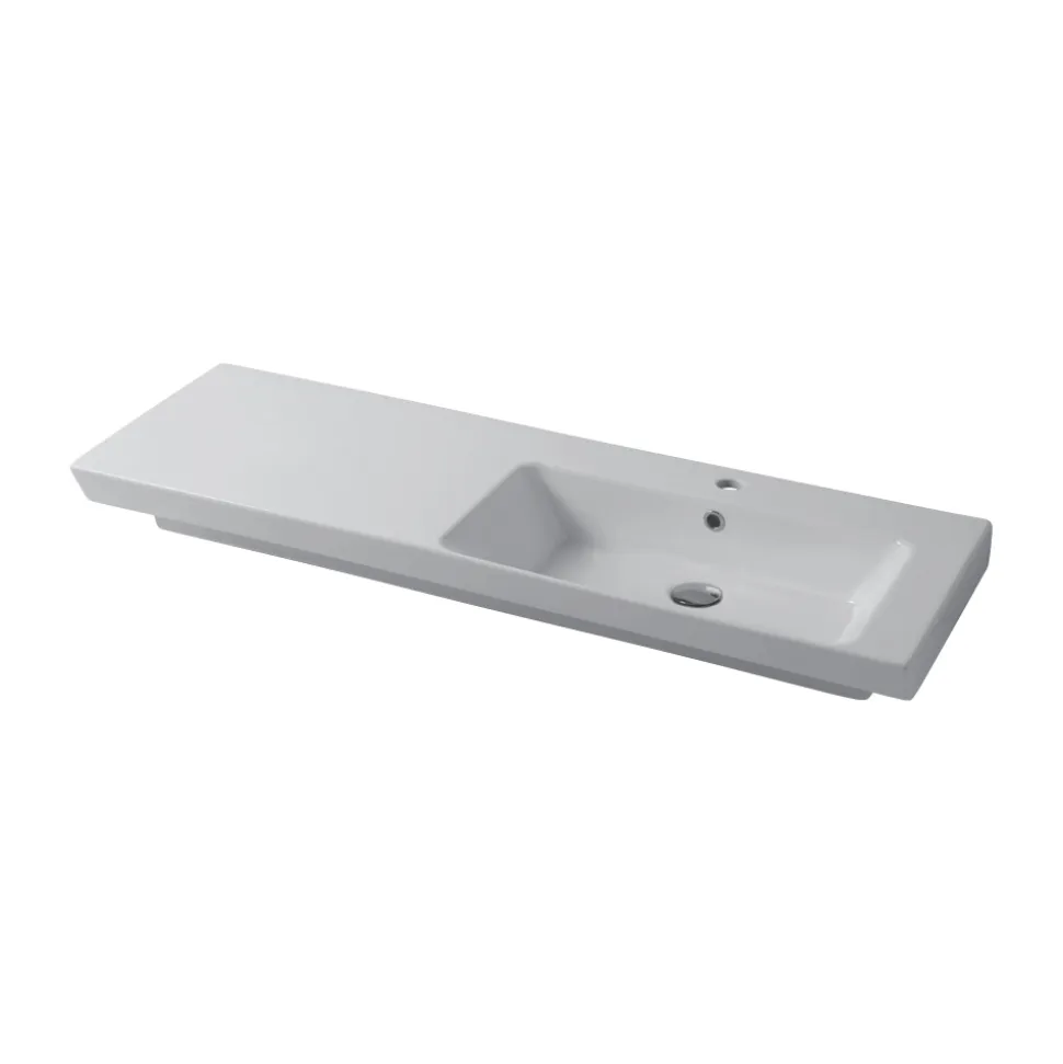 Lavabo da Incasso e Appoggio Destro Moderno in Ceramica Maida