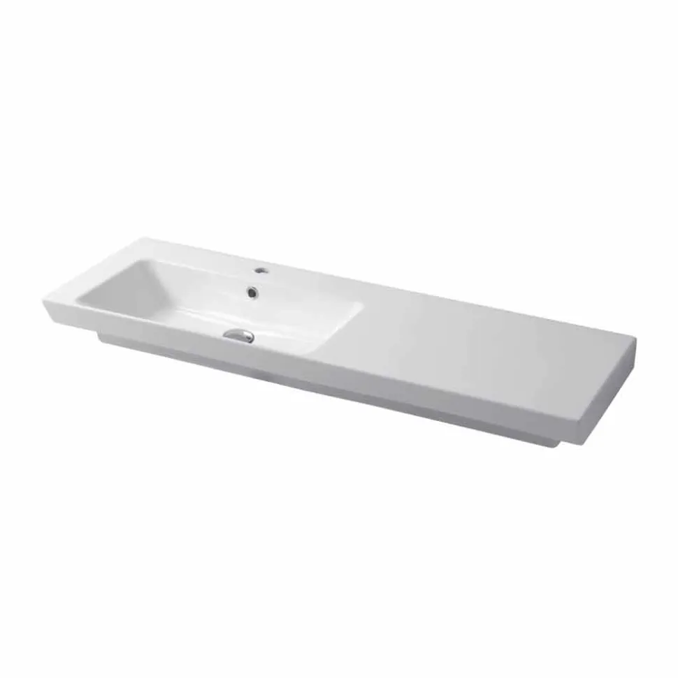 Lavabo da Incasso e Appoggio Sinistro Moderno in Ceramica Maida
