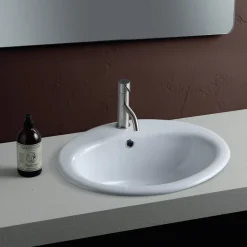 Lavabo da Incasso Soprapiano in Ceramica Bianca dal Design Classico - Papavero