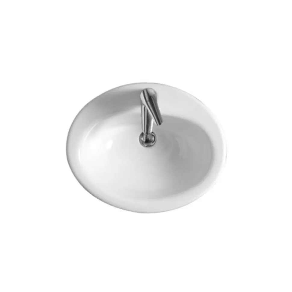 Lavabo da Incasso Soprapiano in Ceramica Bianca dal Design Classico - Papavero